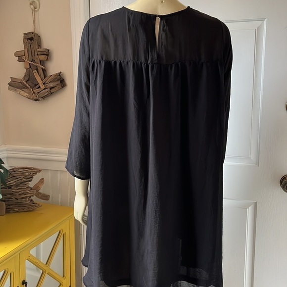 h&m Black Sheer Sleeves Tunic Shift Dress 14 - Picture 5 of 10